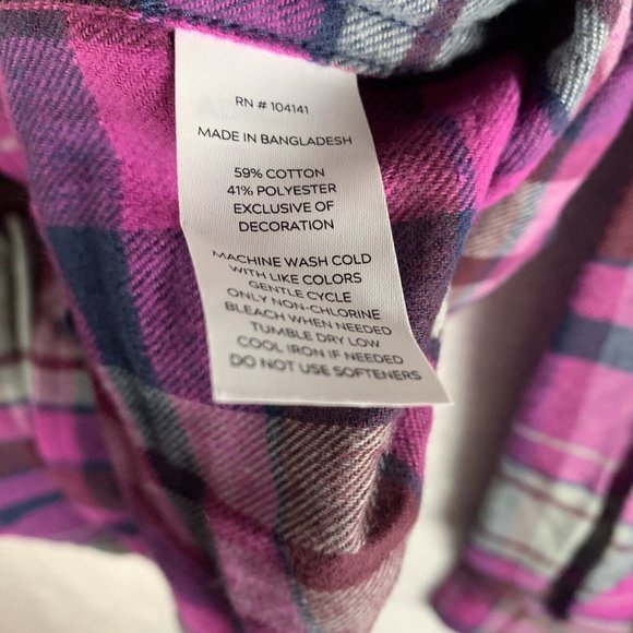 Alpine Design Flannel Shirt Mens XL‎ Pink Plaid Cotton Collared Long Sleeve 7022 - Picture 6 of 8